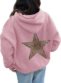 Womens Cheetah Leopard Star Hoodie Graphic Fleece Oversized Y2k