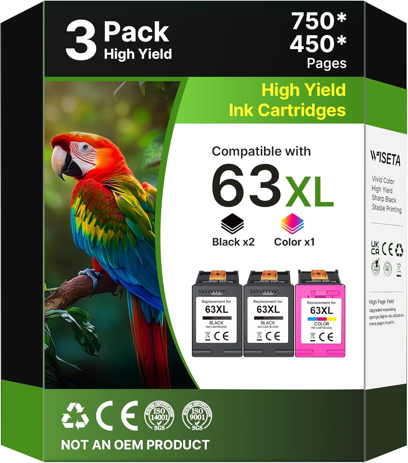63XL Ink Cartridges Combo Pack for HP Printers - Reliable Quality