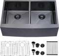 33 Inch Divided Black Farmhouse Sink for Modern Kitchens