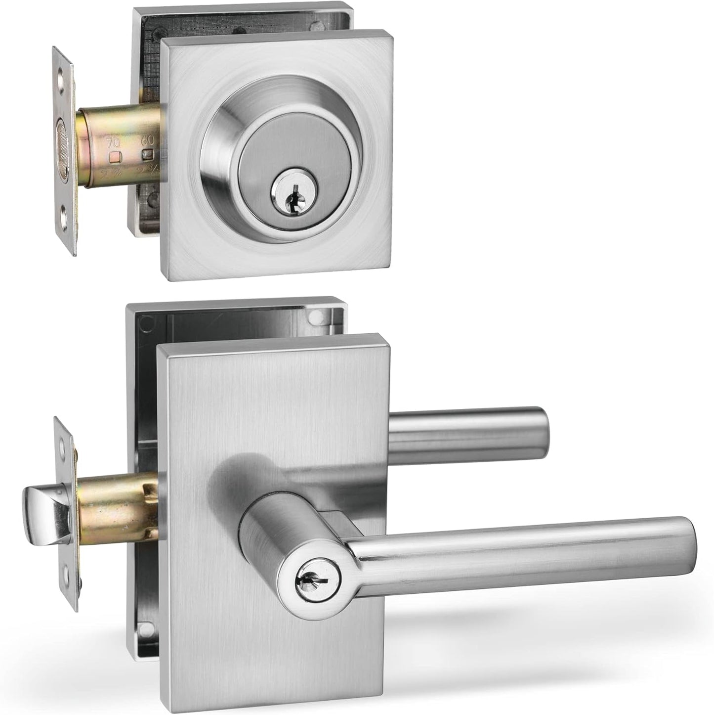 Berlin Modisch Entry Lever Door Handle Set with Deadbolt Lock