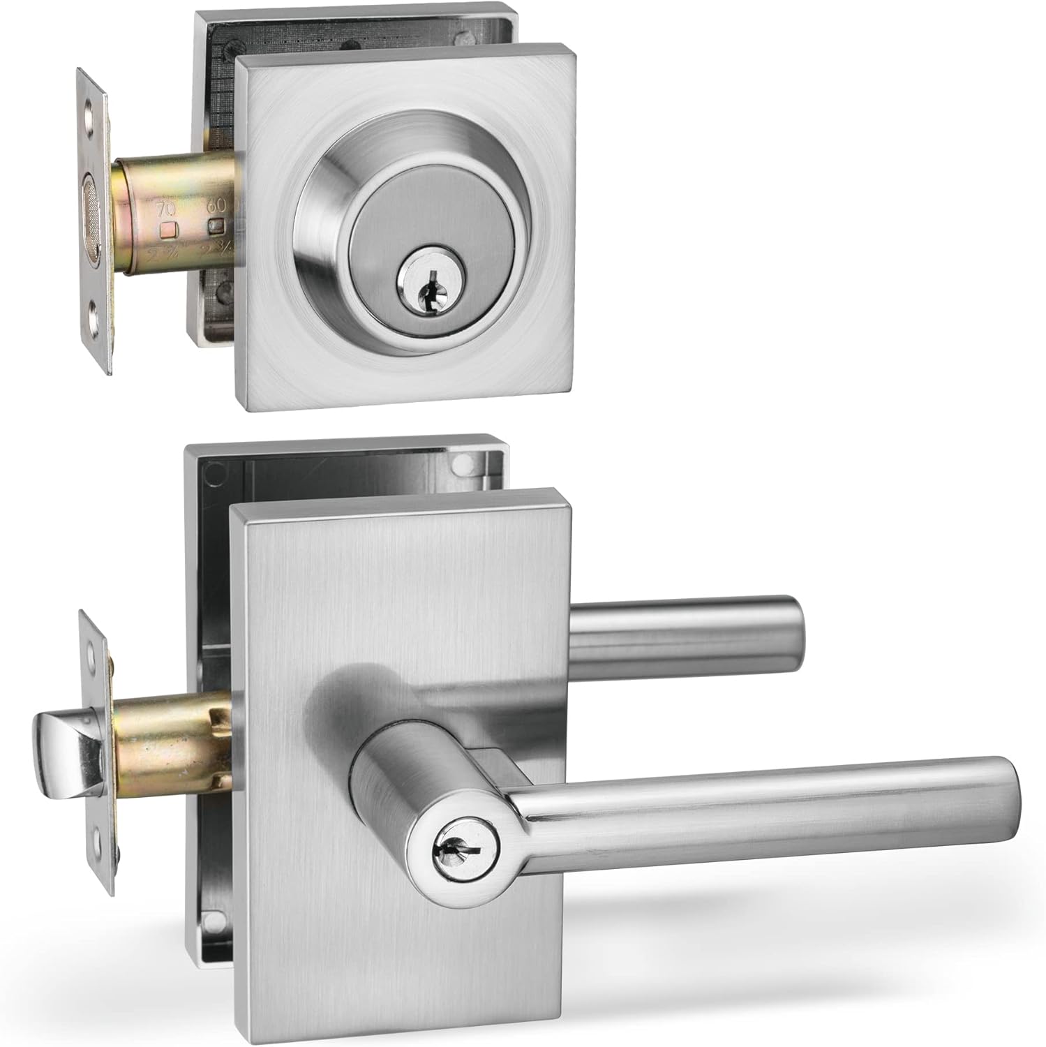 Berlin Modisch Entry Lever Door Handle Set with Deadbolt Lock