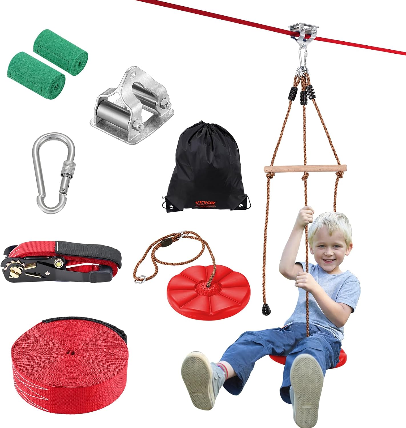 VEVOR Zipline Kit for Kids and Adults - 65 ft Fun Adventure