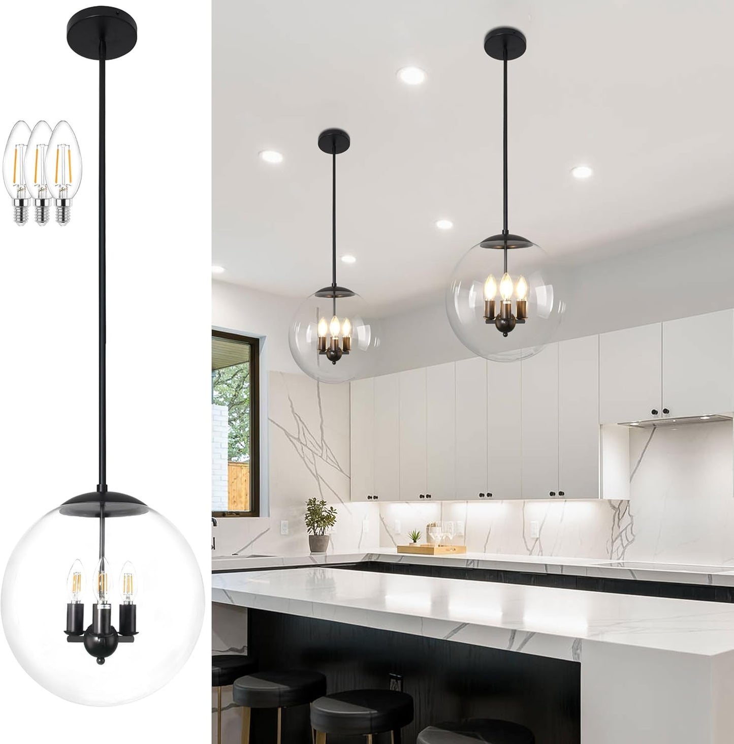 Stylish 13.7 Inch Globe Pendant Light for Modern Spaces