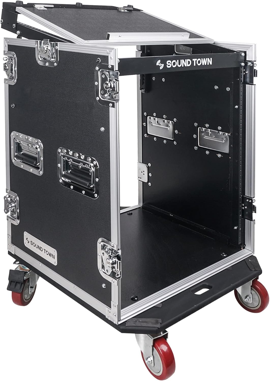 Heavy-Duty 14U PA DJ Rack with Slant Mixer Top for Professionals