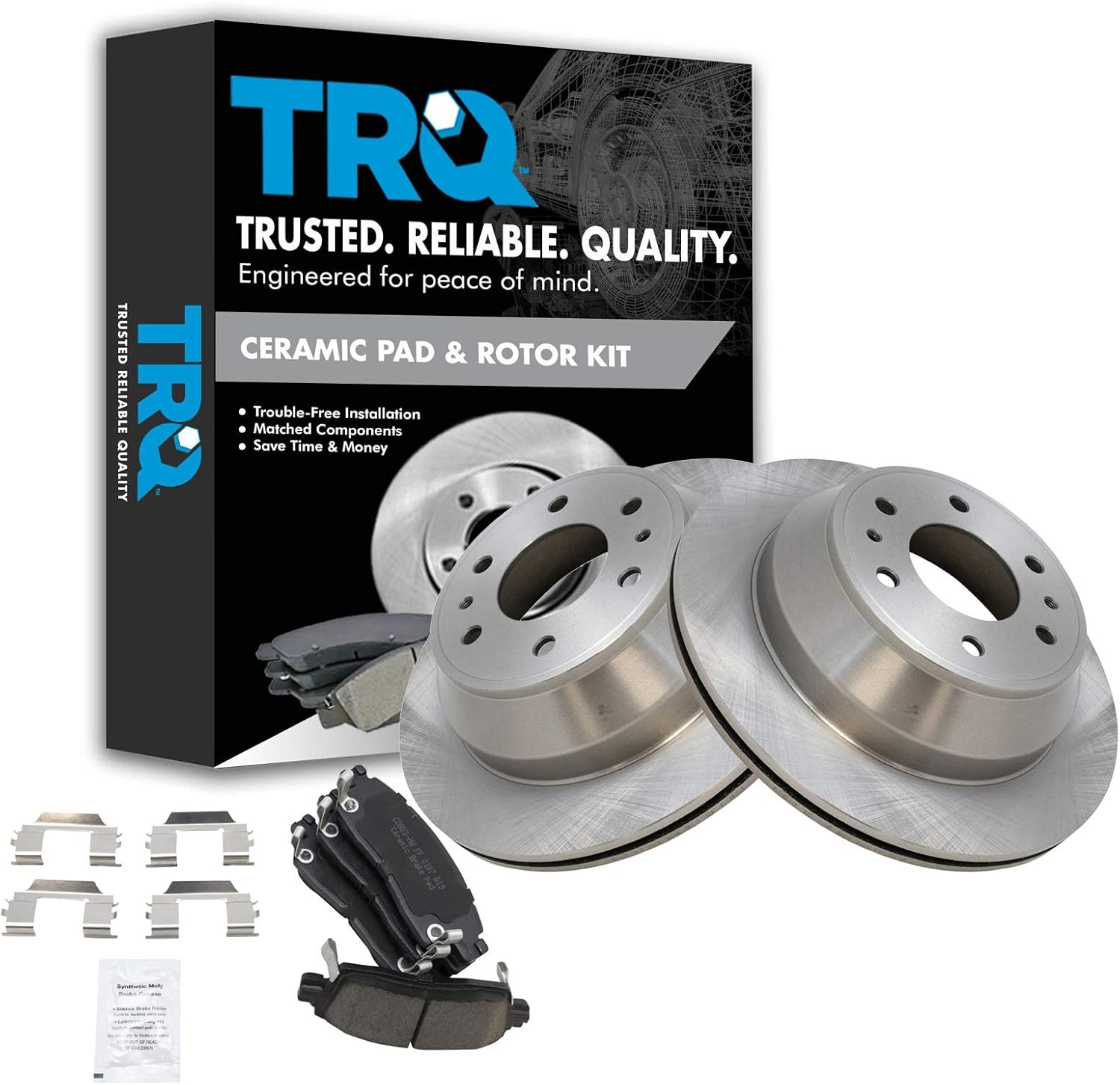 TRQ Rear Premium Posi Disc Brake Pad & Rotor Kit for GM SUVs