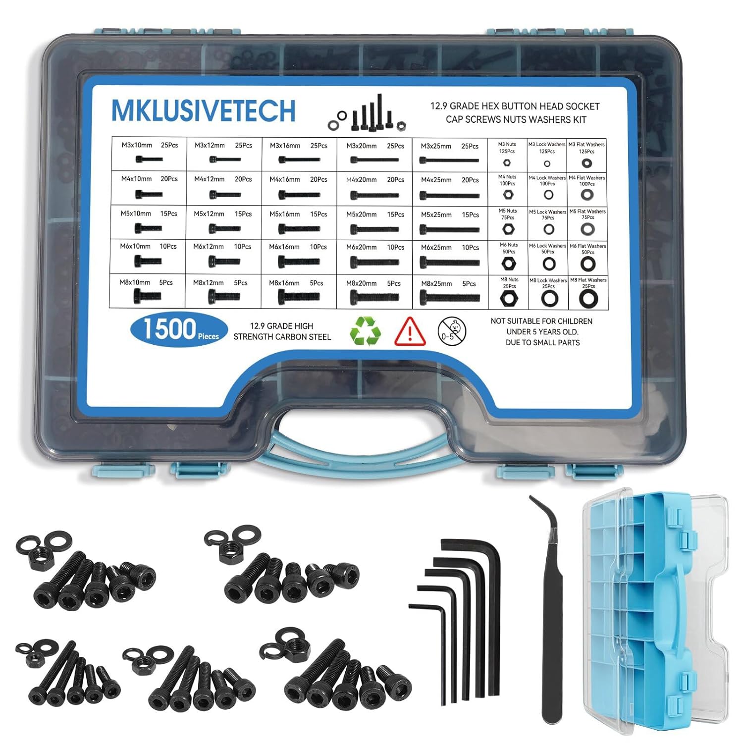 1500Pcs Metric Screws Assortment Kit for DIY and Professionals
