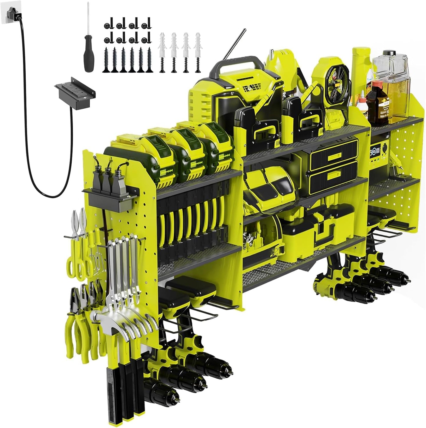 45 in Large Power Tool Organizer Wall Mount with Charging Station