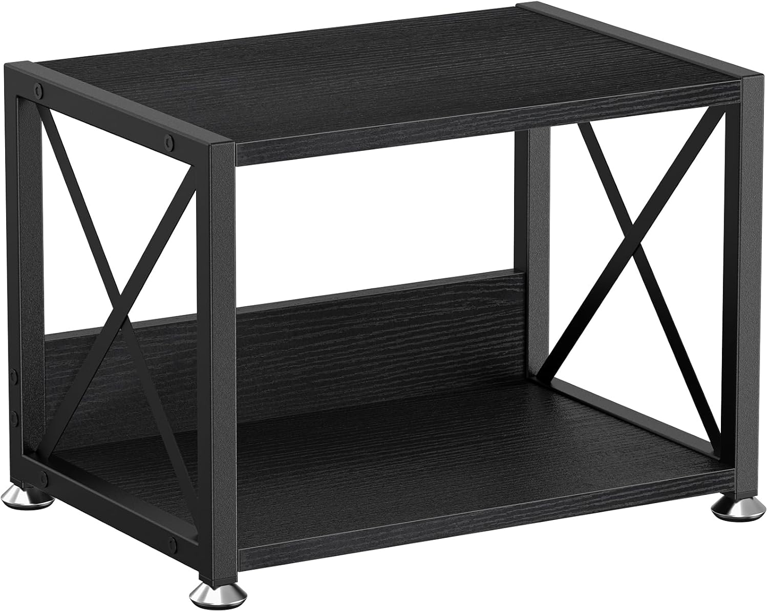Rustic Brown Desktop Printer Stand - 2 Tier Wood Shelves