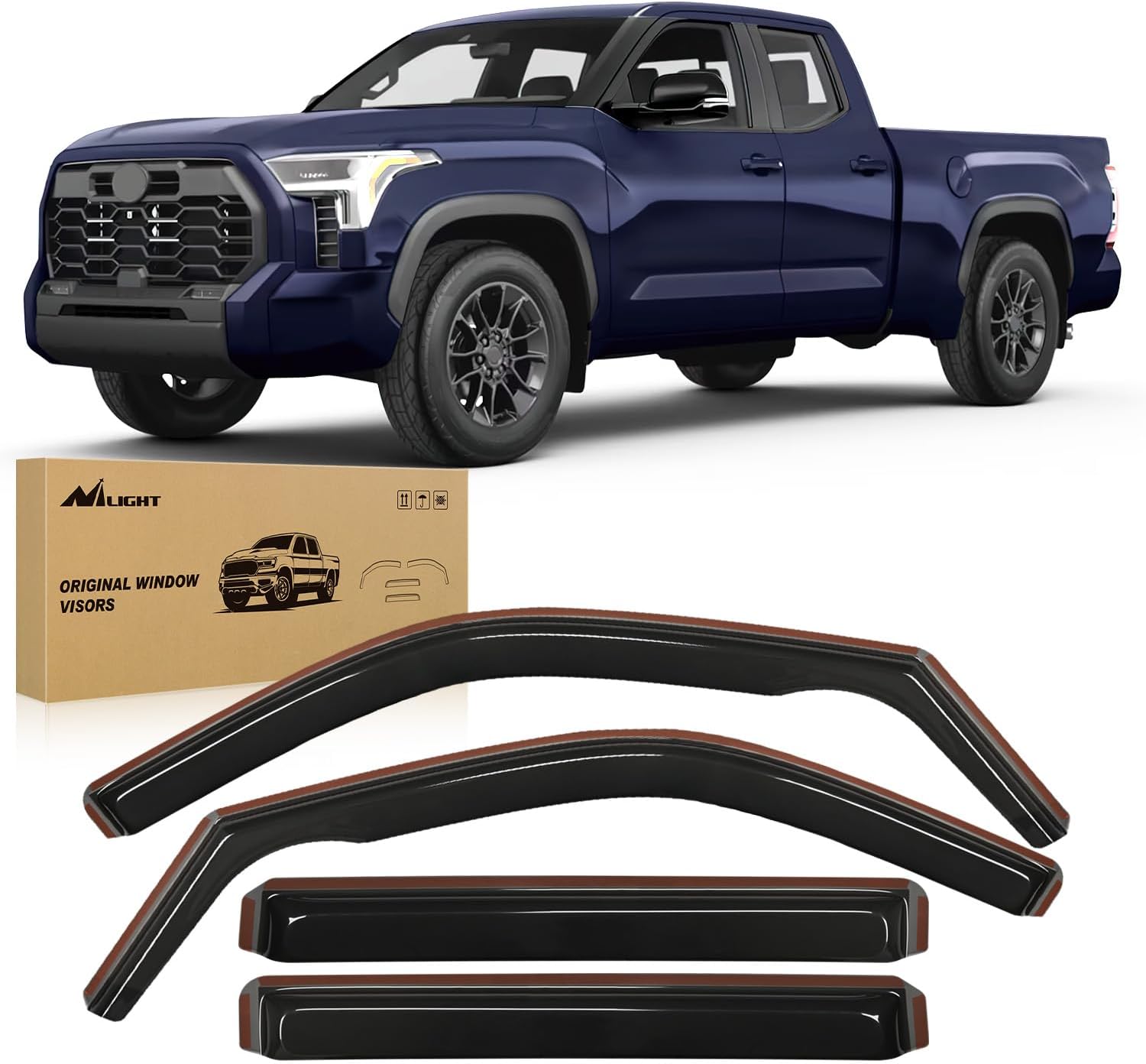 Nilight Window Deflectors for Toyota Tundra 2022-2025 Double Cab