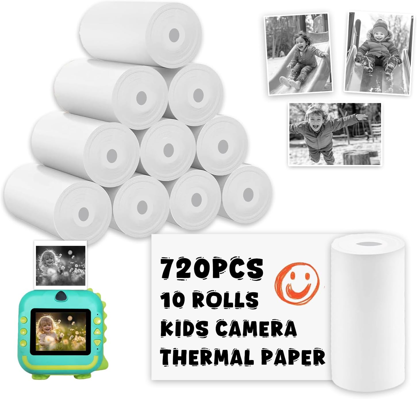 Vibrant 720Pcs Kid's Camera Paper Roll Set
