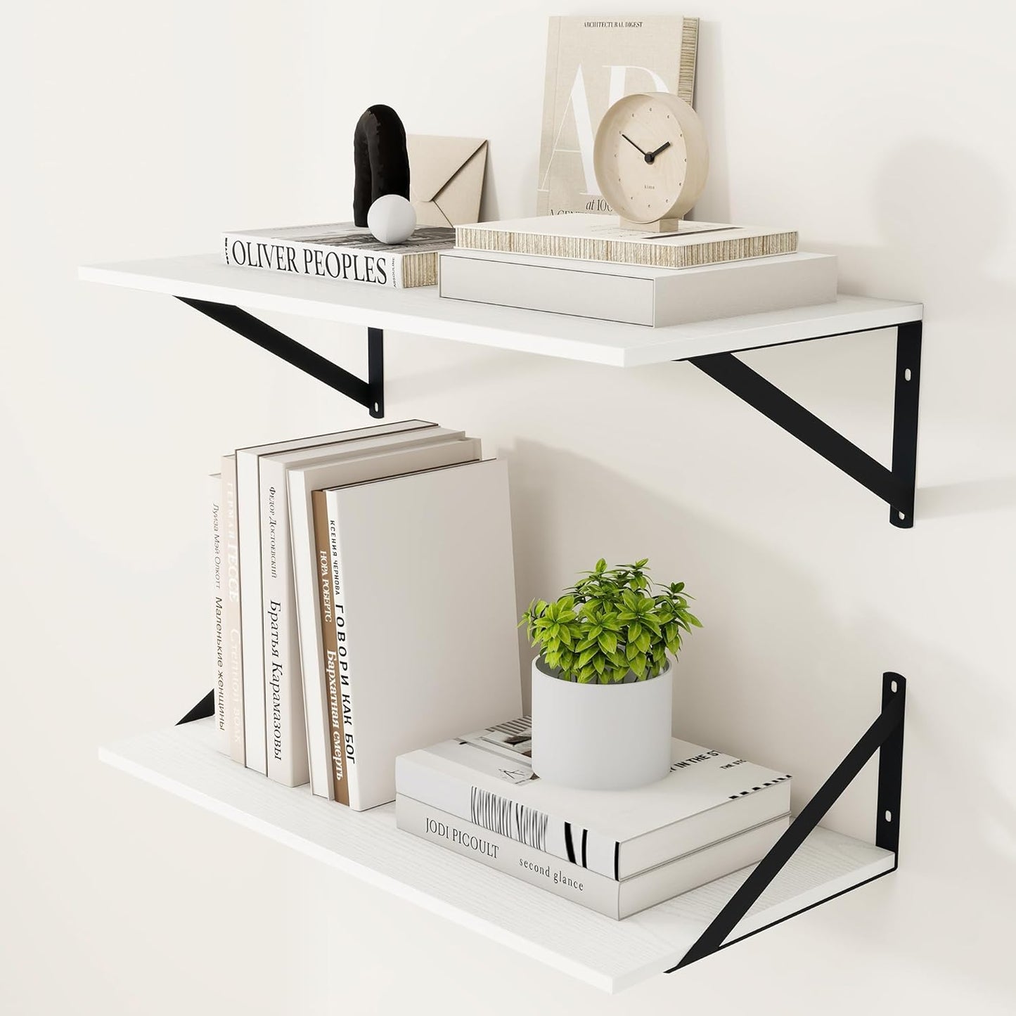 Heimlove White Deep Floating Shelves for Wall - Stylish Storage