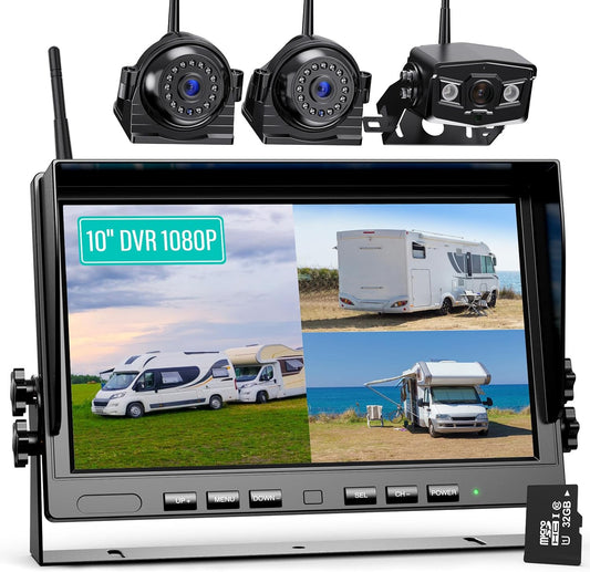 10 Inch Wireless Backup Camera System for Truck with HD 1080P
