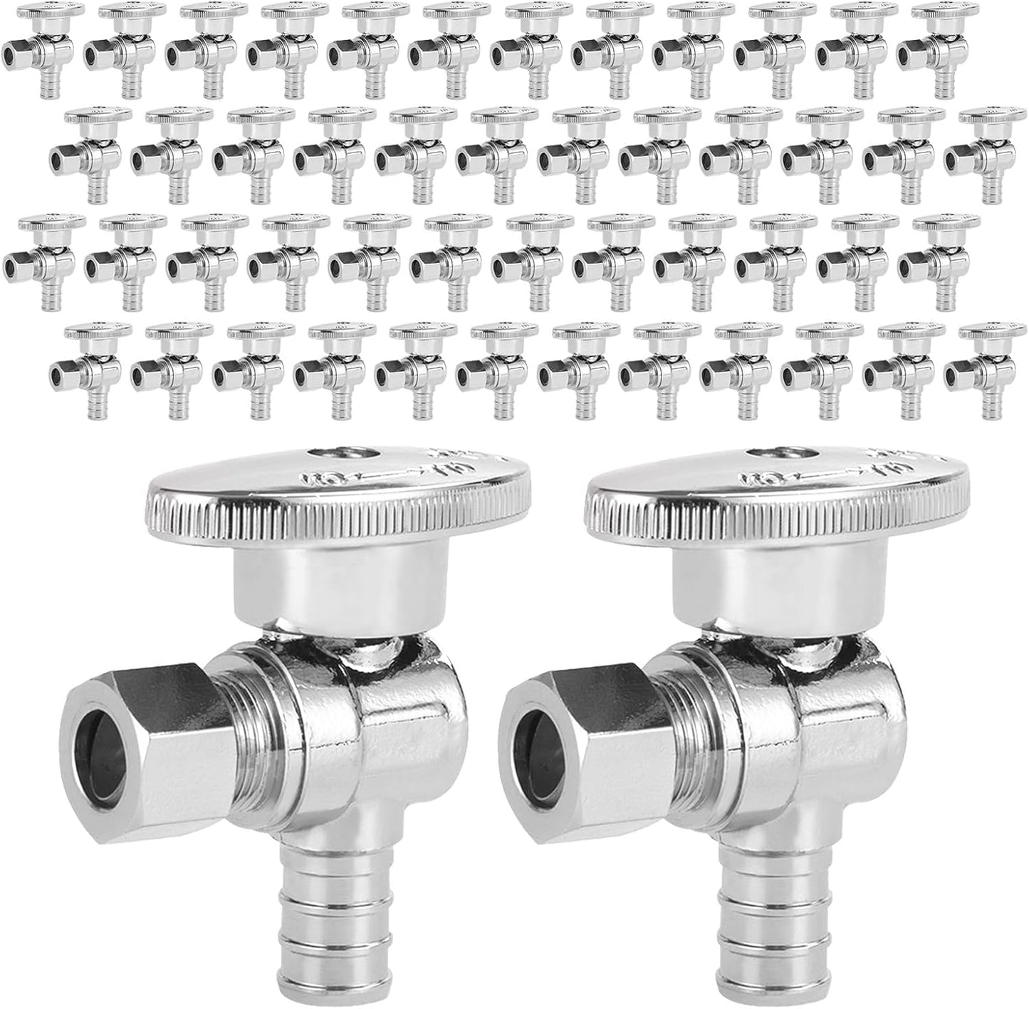 50-Pack Shut off Valve 1/4 Turn Angle Stop Valve for Pex