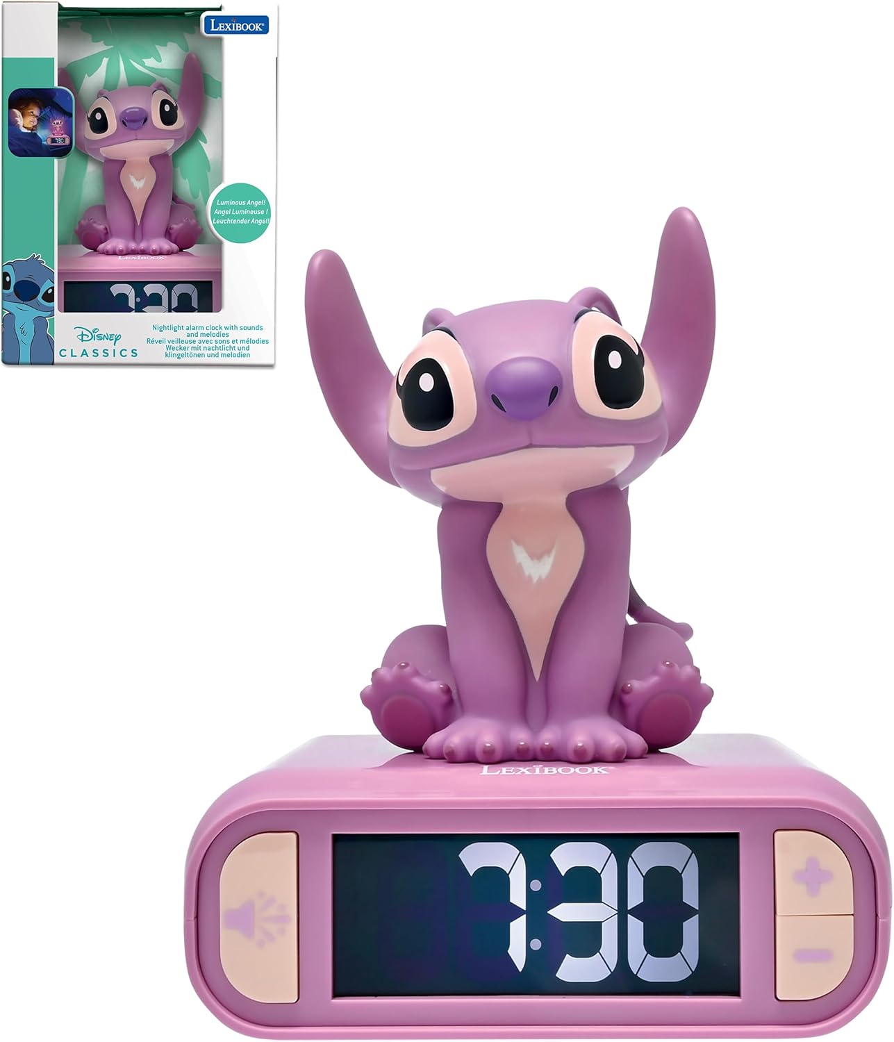 Enchanting Disney Stitch Angel Night Light Alarm Clock for Kids