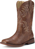 Rollda Kids Cowboy Boots Girls Cowgirl Boots Square Toe - Easy