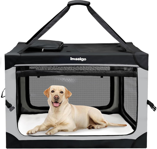 Collapsible Dog Crate for Medium Dogs with Fleece Bed