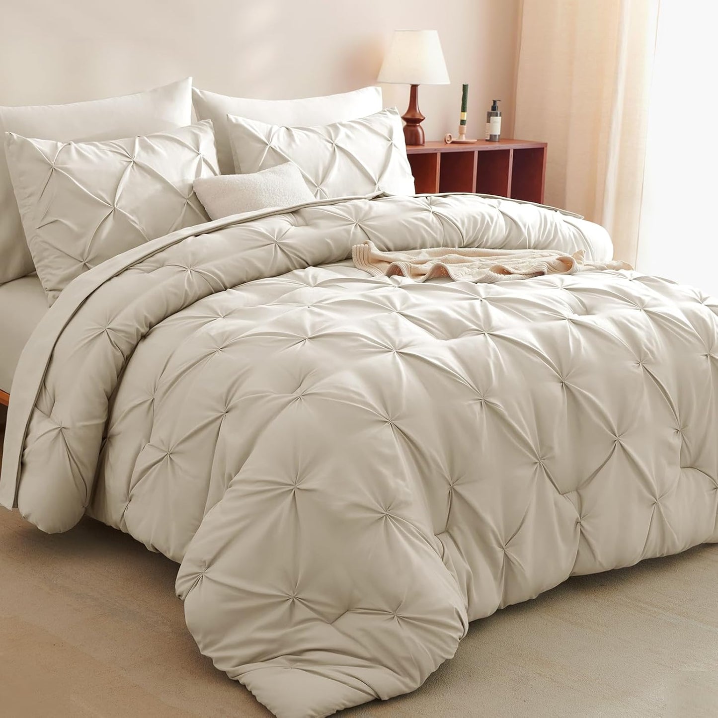 CozyLux Full Size Comforter Set with Pintuck Design for Elegance