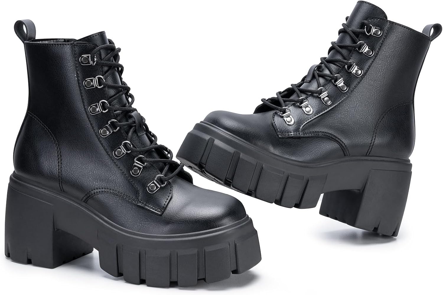 Lightweight Lace Up Combat Boots for Women with Side Zipper
