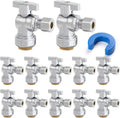 12 Pack Angle Stop Valve 1/2in PTC x 3/8in OD Compression - Quick Shut