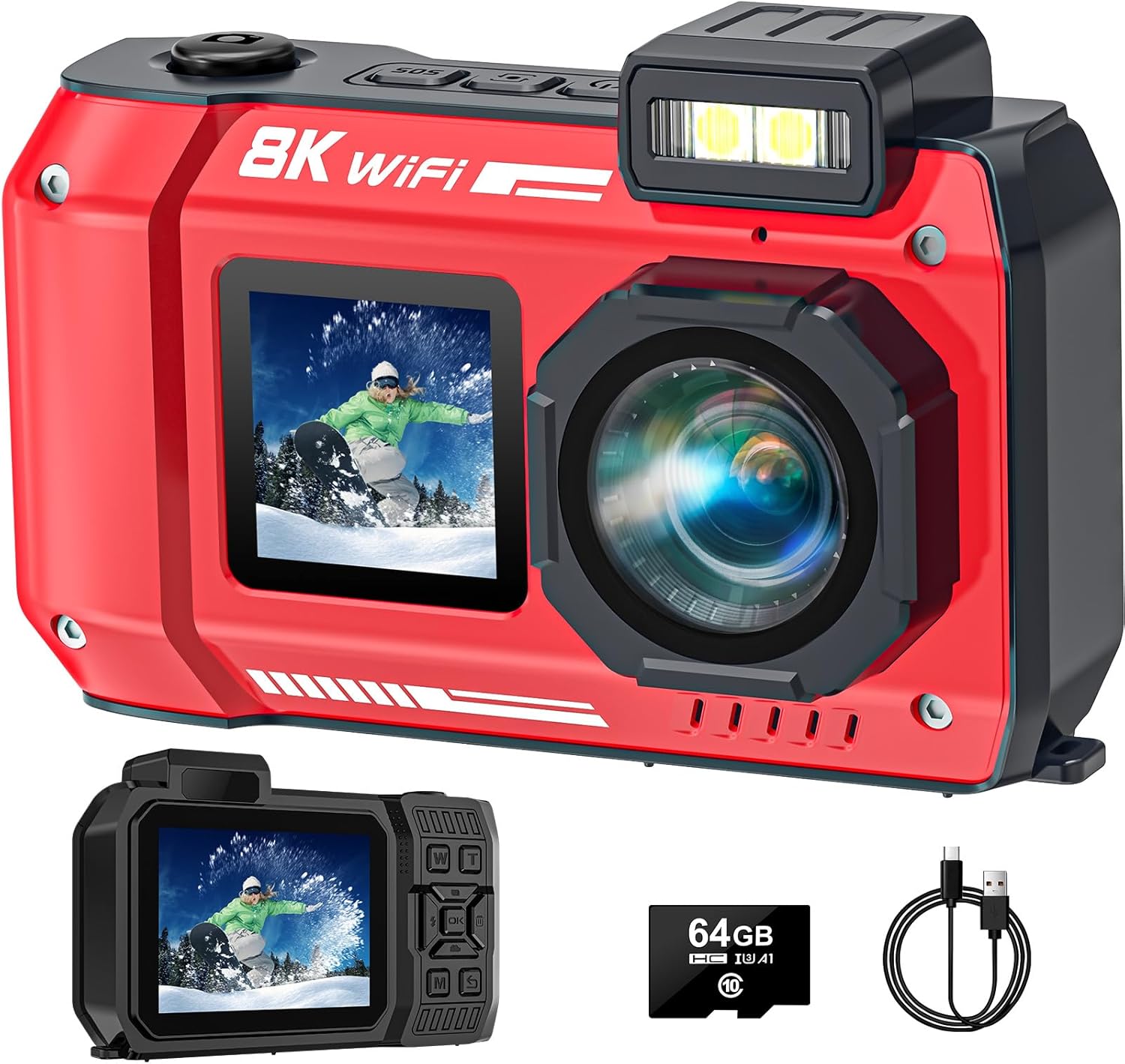 UHD 8K Underwater Camera with 70MP for Snorkeling Adventures