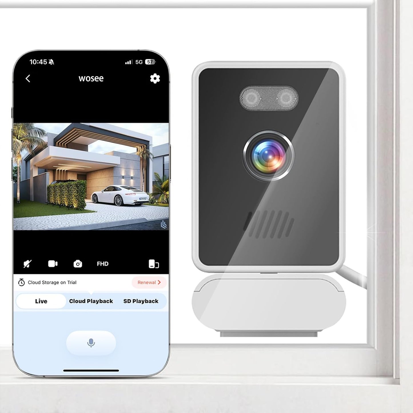 5MP 2K Window Camera with Night Vision for Home Security