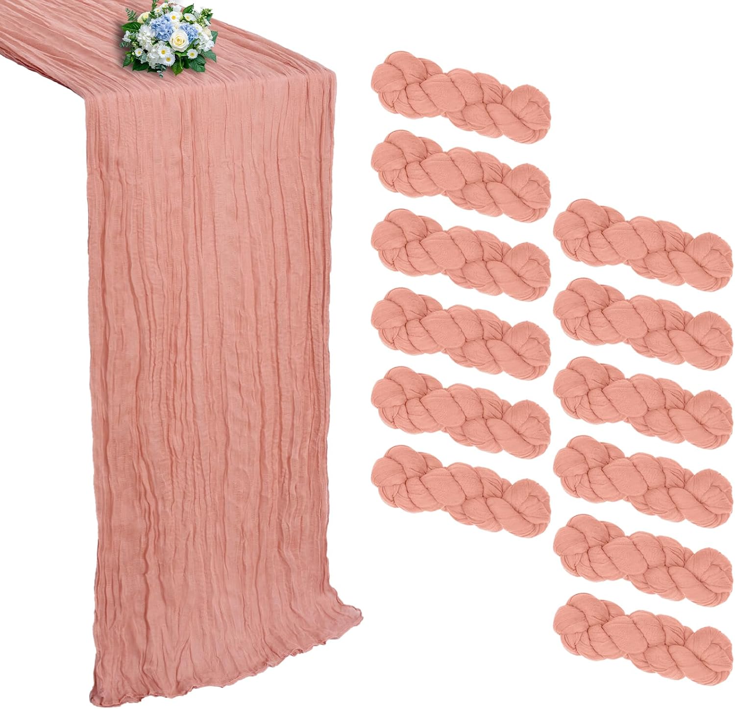 12 Pack Peach Cheesecloth Table Runner for Elegant Events