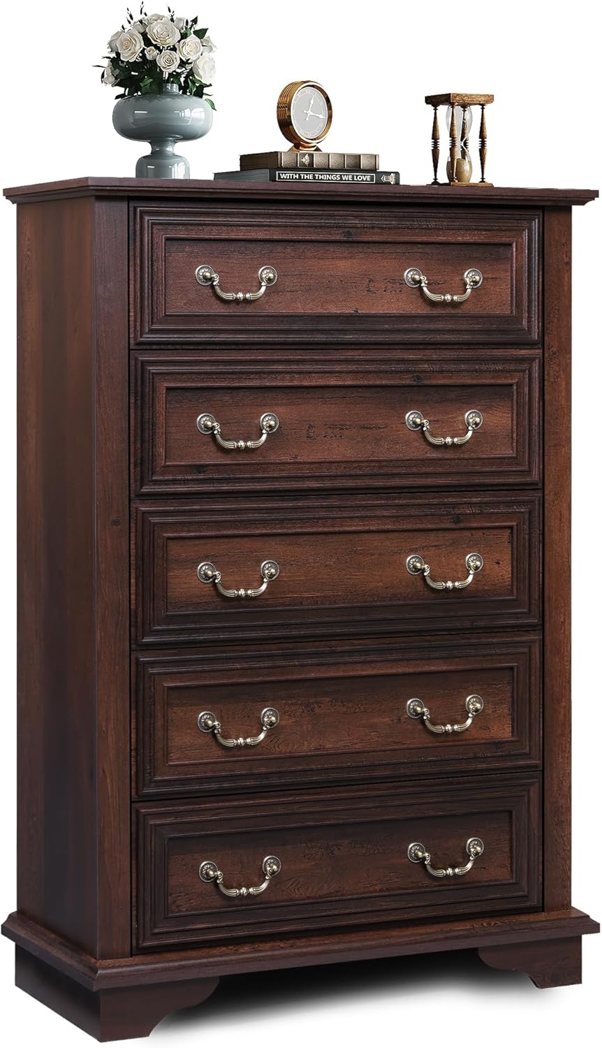 Farmhouse Dresser with 5 Drawers for Bedroom and Living Room