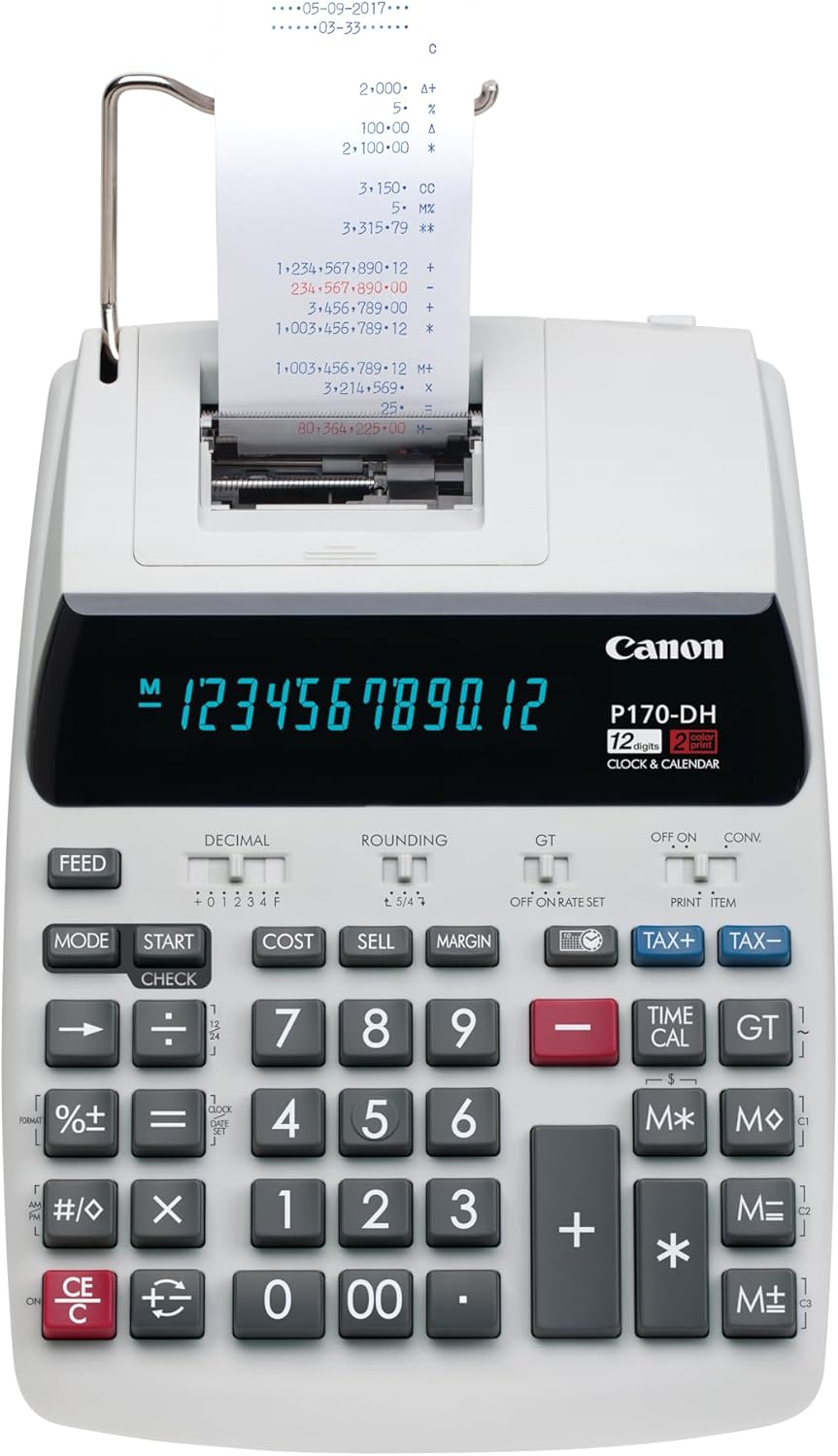 Canon Desktop Printing Calculator - Currency Conversion, Clock, Calendar