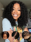 Bye Bye Knots Glueless Curly Human Hair Wig 14in - Put On & Go