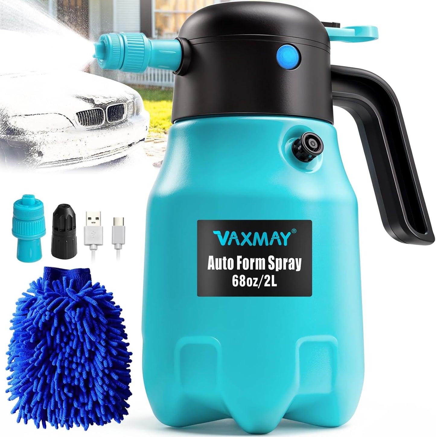VAXMAY Electric Foam Sprayer: 60PSI Cordless Car Wash Tool