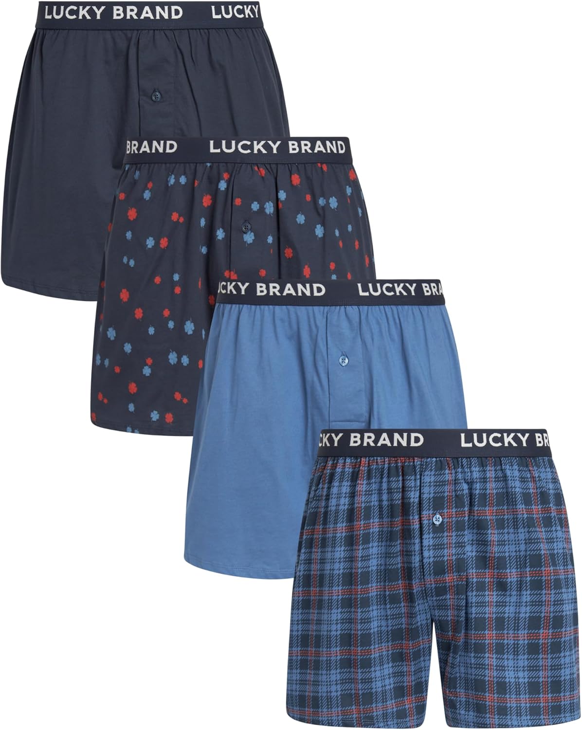 Lucky Brand Boxers for Men - 4 Pack Knit Cotton Comfort