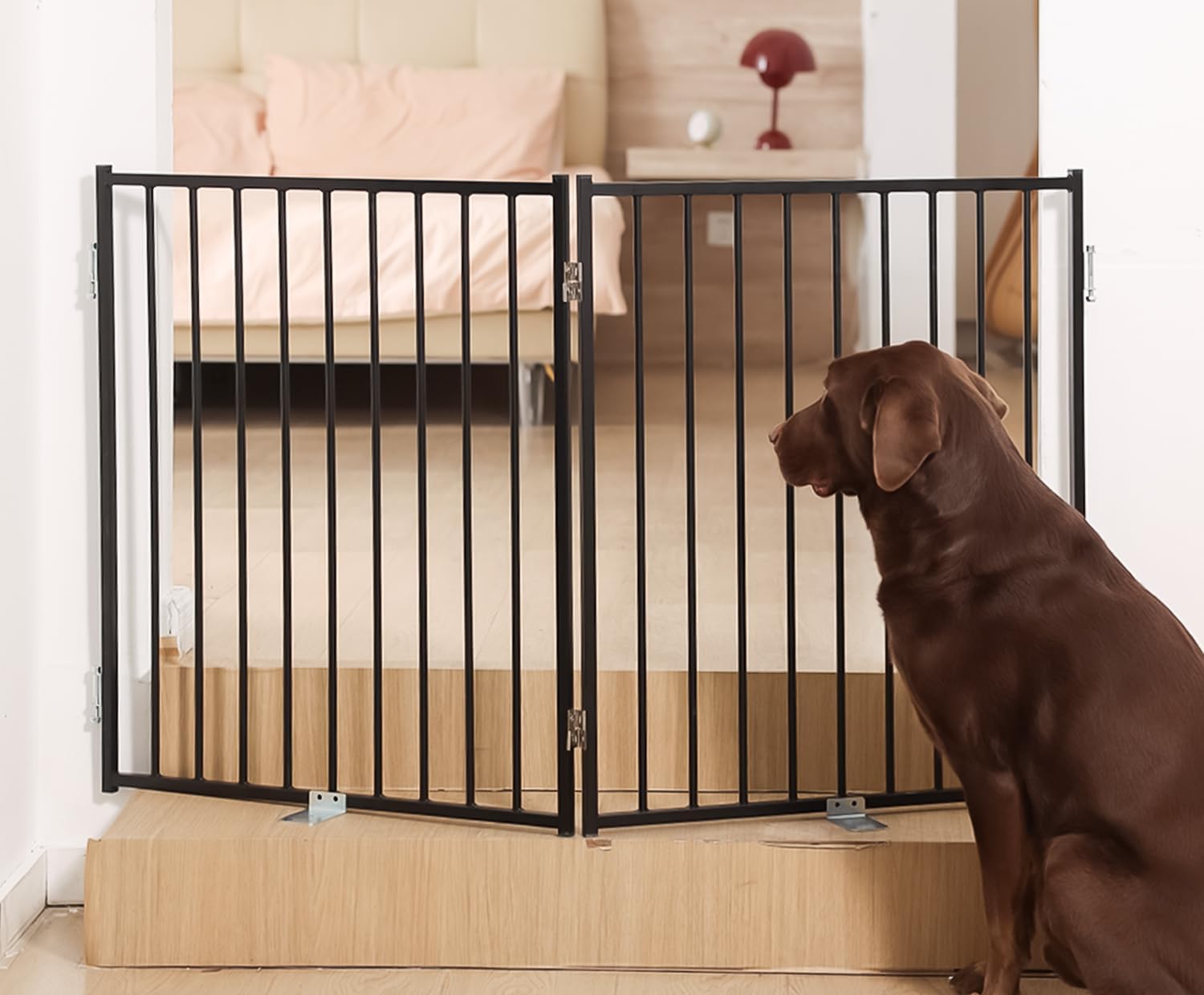 No Pawblems Free Standing Dog Gate with Door for Indoor Use