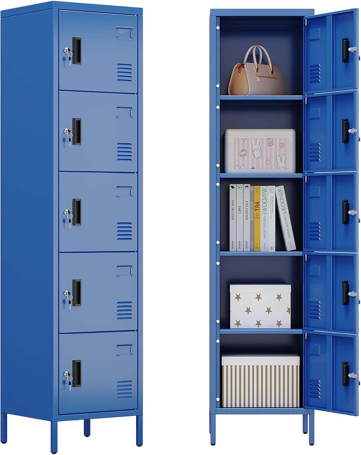 METAN Metal Storage Locker with 5 Lockable Doors for Safety