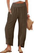 Women's High Waisted Baggy Wide Leg Linen Pants - Cool Summer