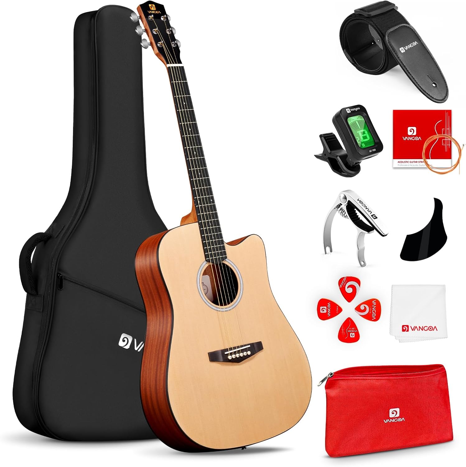 Vangoa 41 Acoustic Guitar Bundle - Complete Kit for Beginners