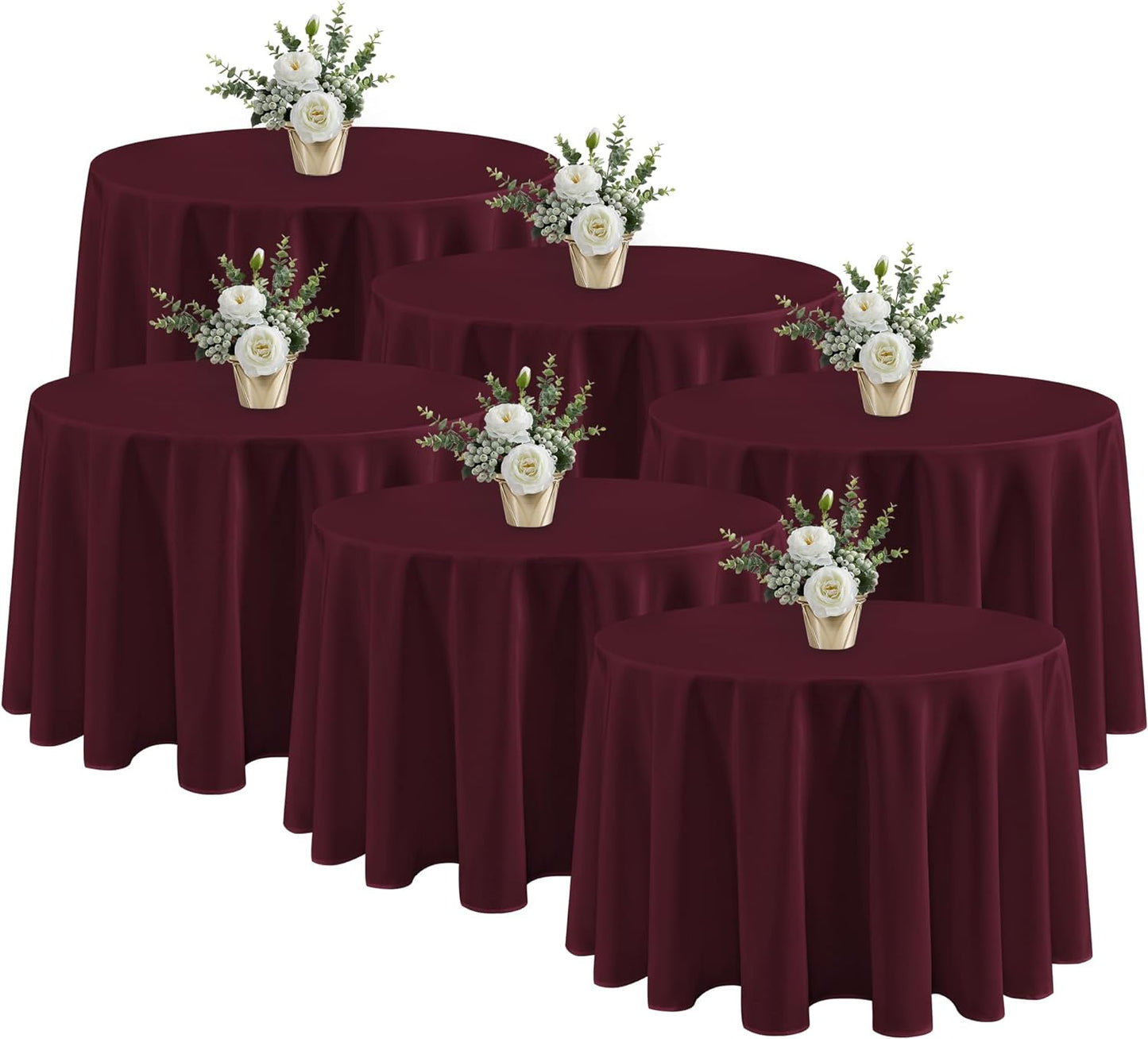 Fitable 6 Pack Burgundy Round Table Clothes - Perfect for Events