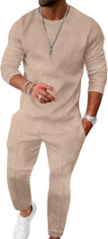 UOUA Mens 2 Piece Sweatsuits Set Long Sleeve Sweatshirt Jogging Pants