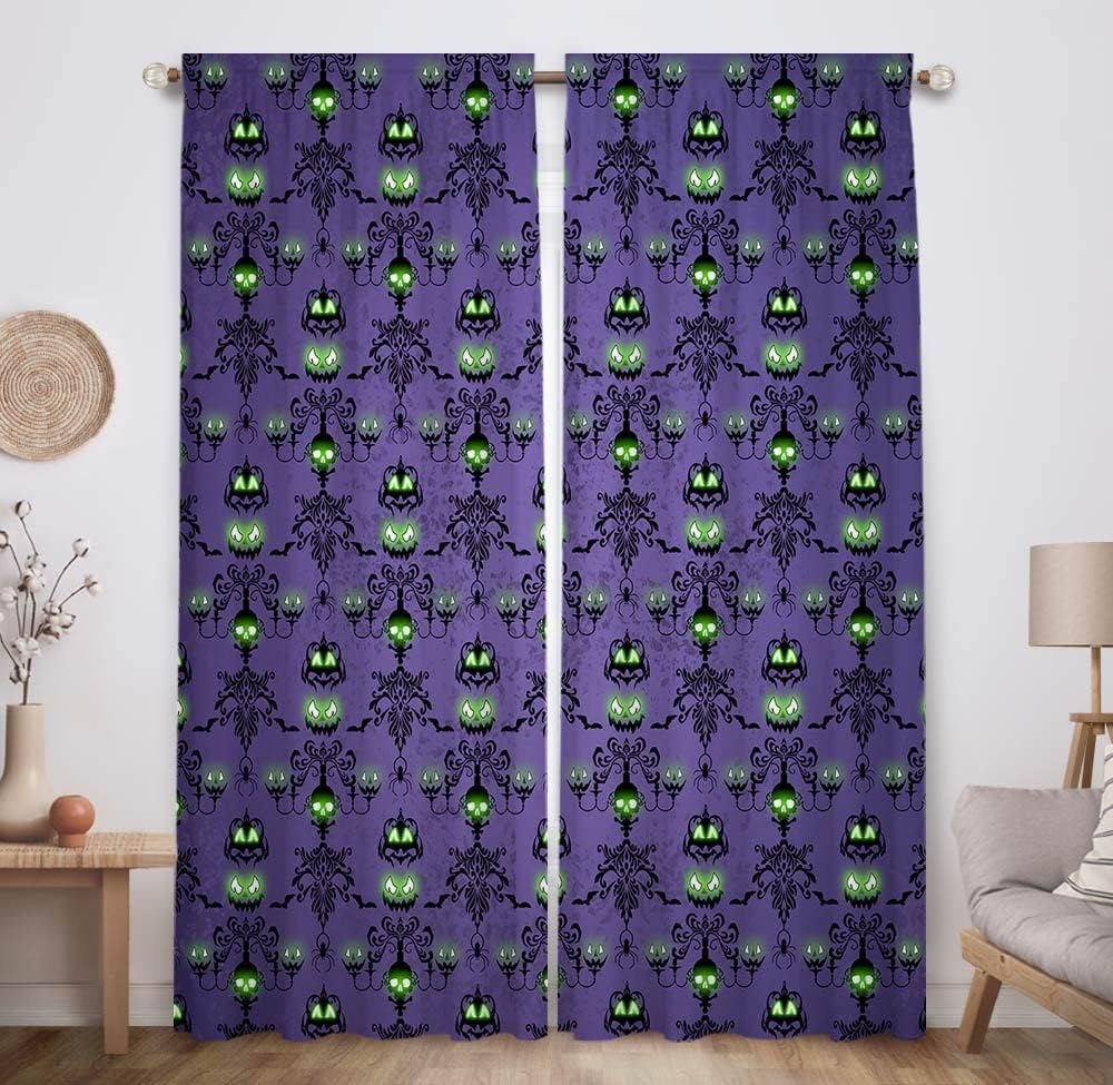 Spooky Skull Pumpkin Window Curtains
