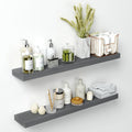 36 inch Gray Floating Shelves - Real Wood, Heavy Duty Brackets