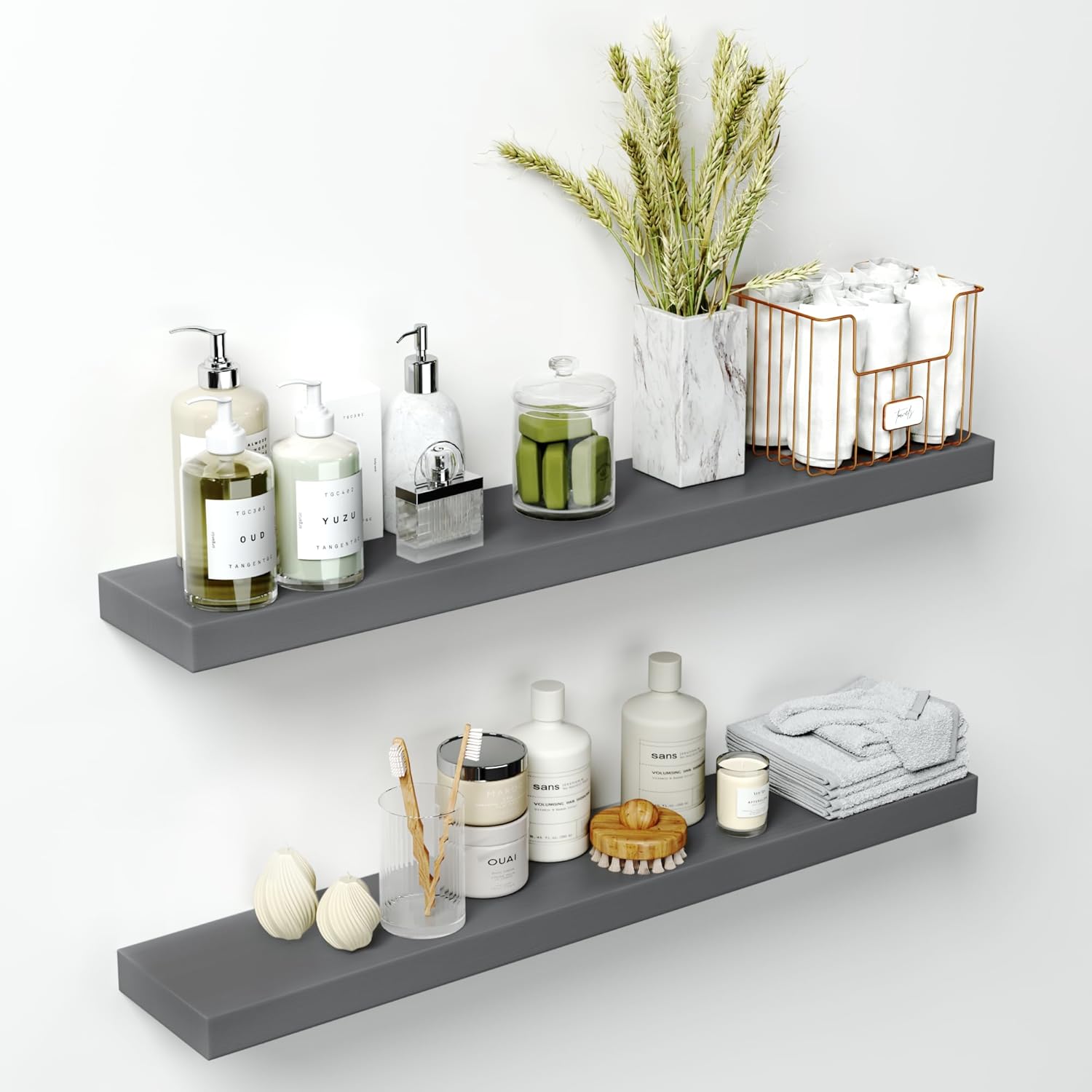 36 Inch Gray Floating Shelves for Modern Home Decor