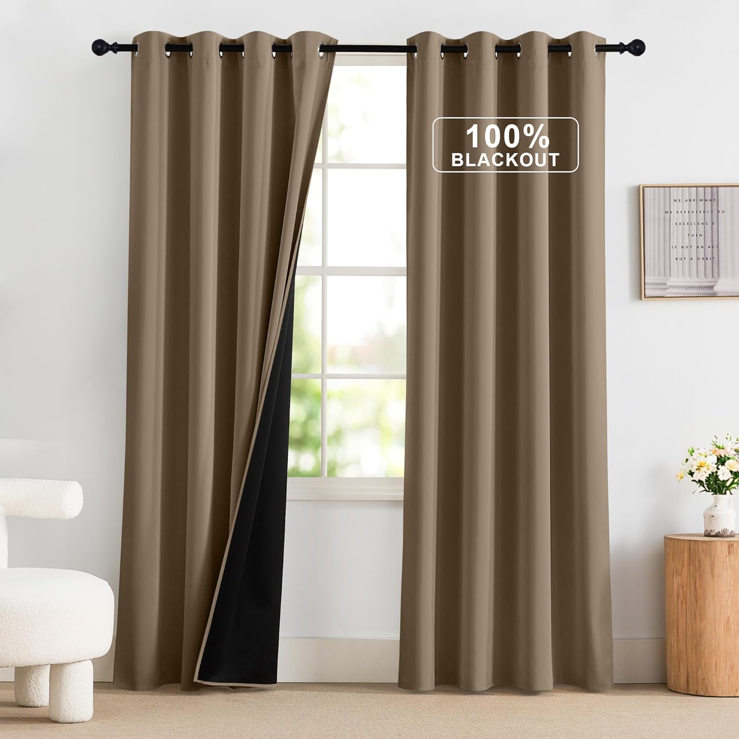 NICETOWN 100% Blackout Curtains for Total Darkness and Comfort