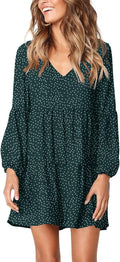 Amoretu Womens Tunic Dress Long Sleeve V Neck - Flowy Casual Shift can