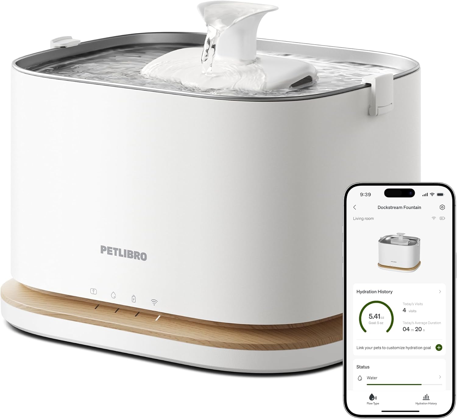 PETLIBRO Upgrade Cat Water Fountain with Smart App Monitoring