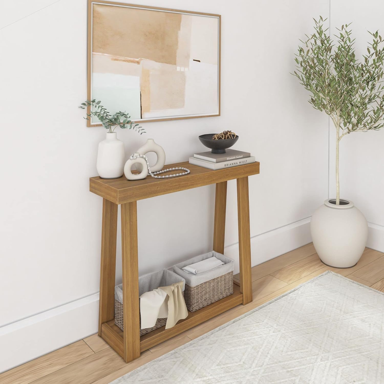 Plank+Beam Solid Wood Console Table with Storage for Entryway