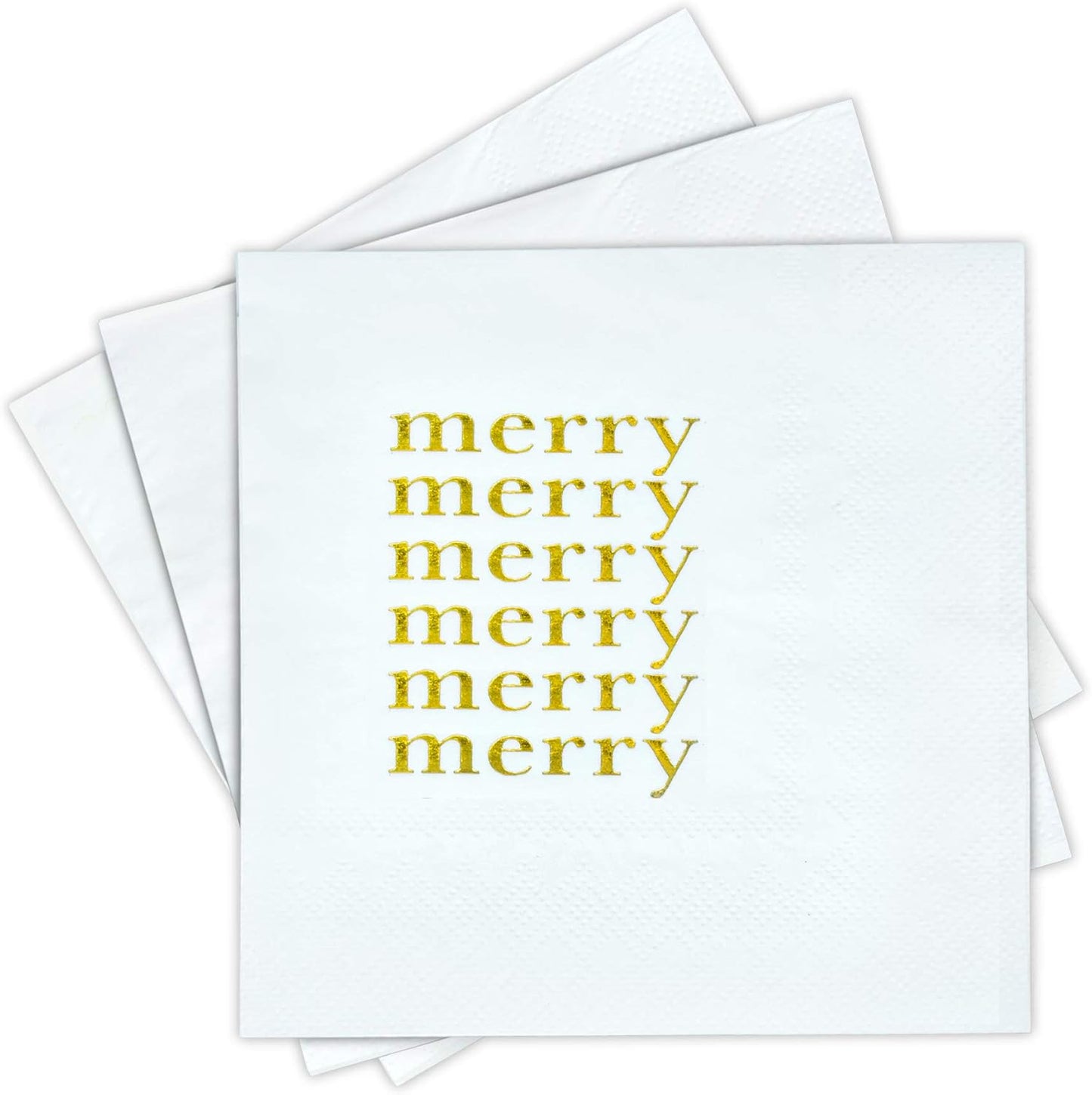 Gold Foil Christmas Napkins - Festive 3-Ply Disposable
