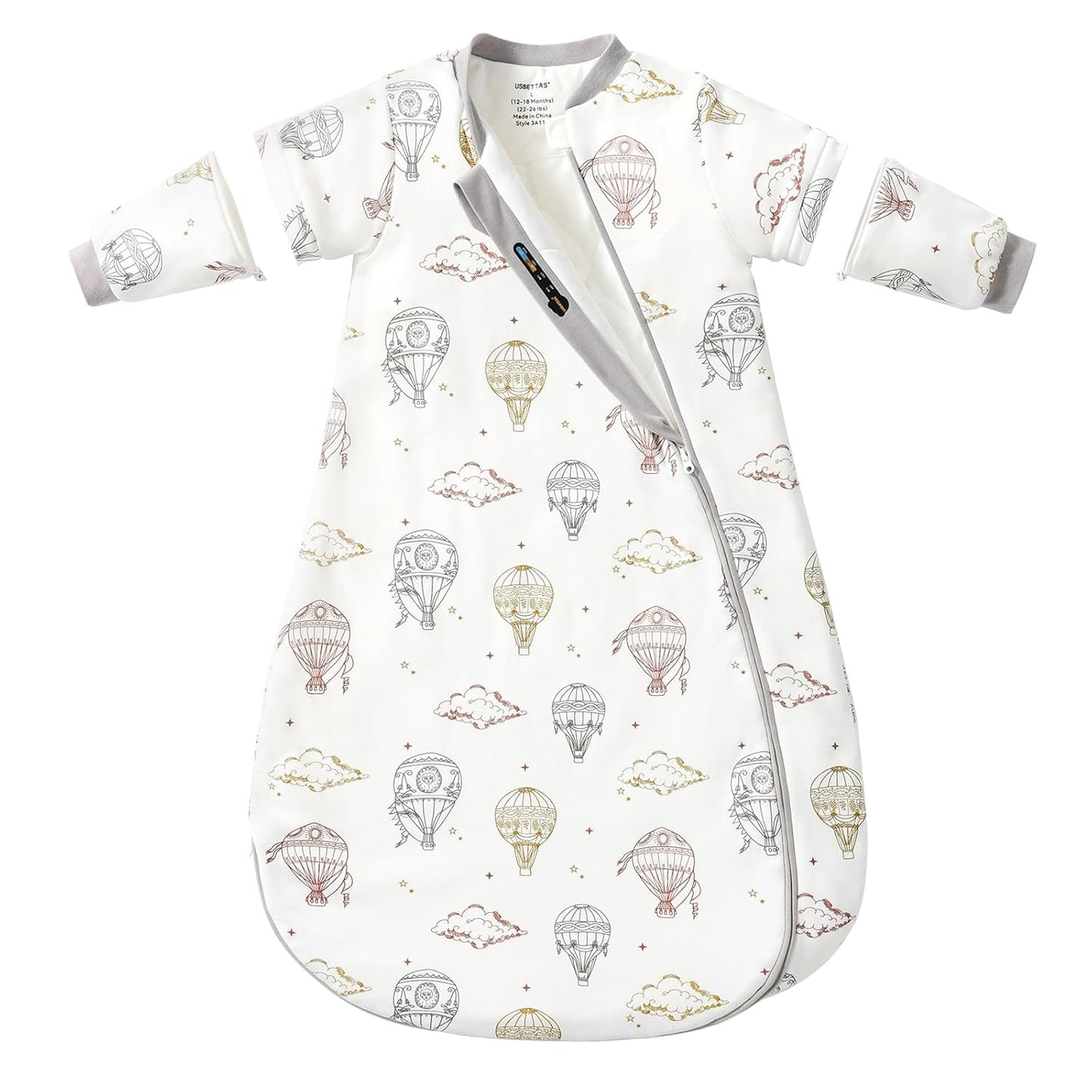 Baby Sleep Sack 18-24 Months with Detachable Sleeves for Comfort