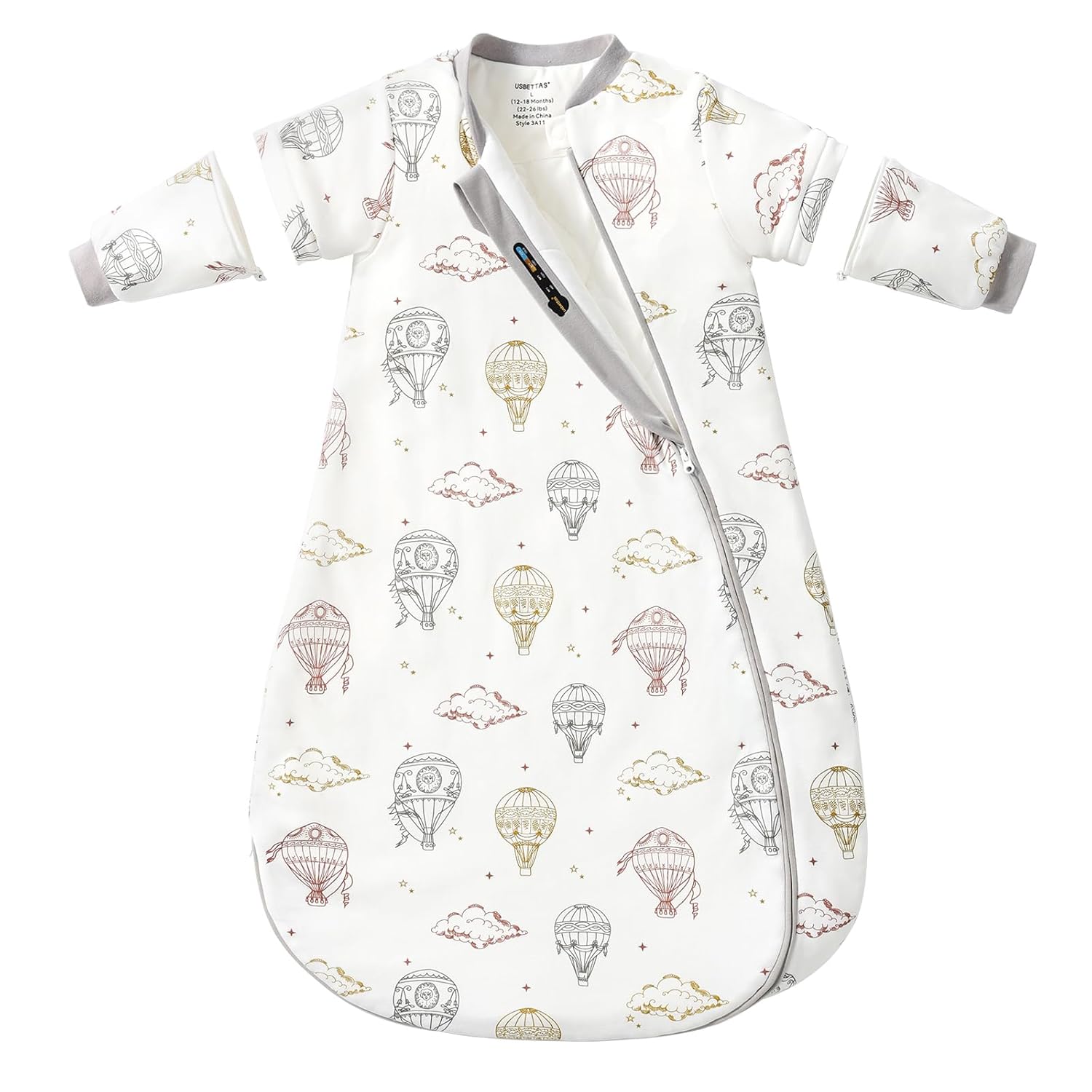 Baby Sleep Sack 18-24 Months with Detachable Sleeves for Comfort