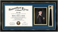 11x22 Black Diploma Frame with Tassel Holder and Picture - Navy over