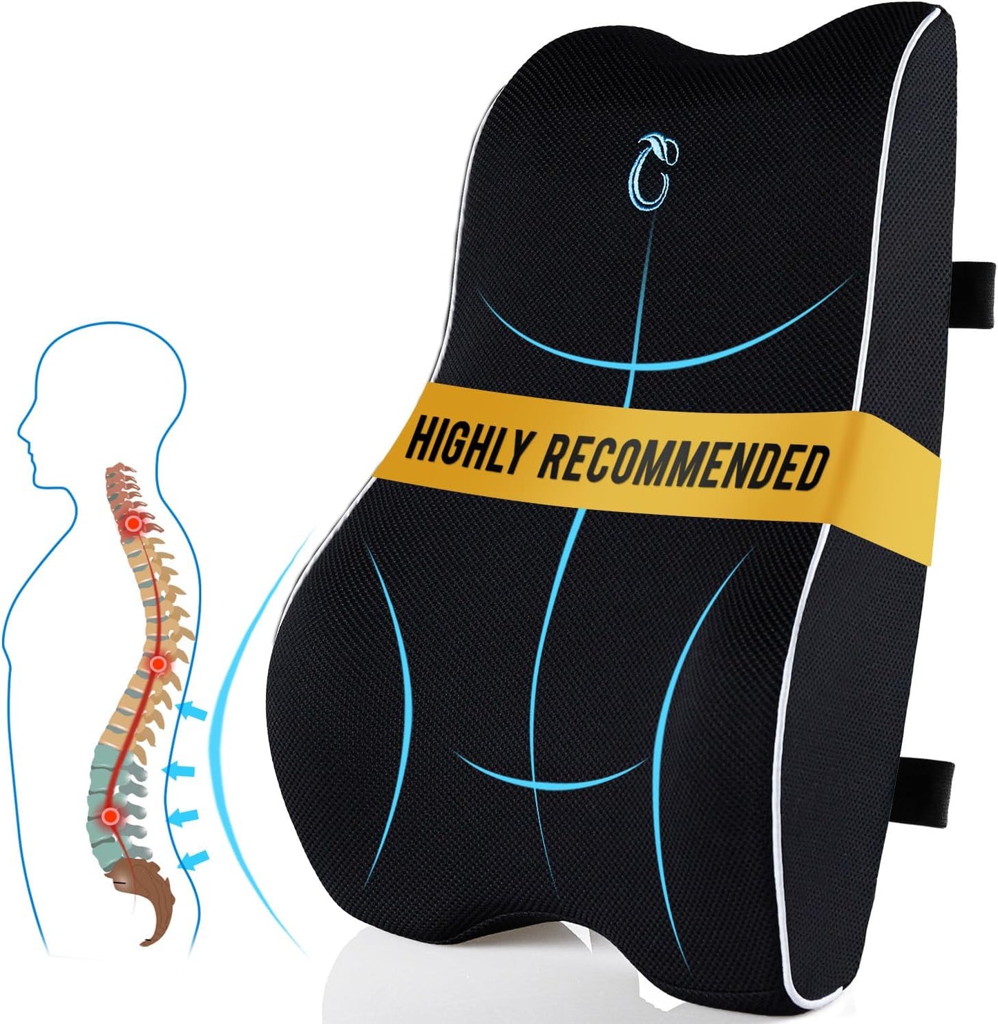 Ergonomic Memory Foam Lumbar Support Pillow for Back Pain Relief
