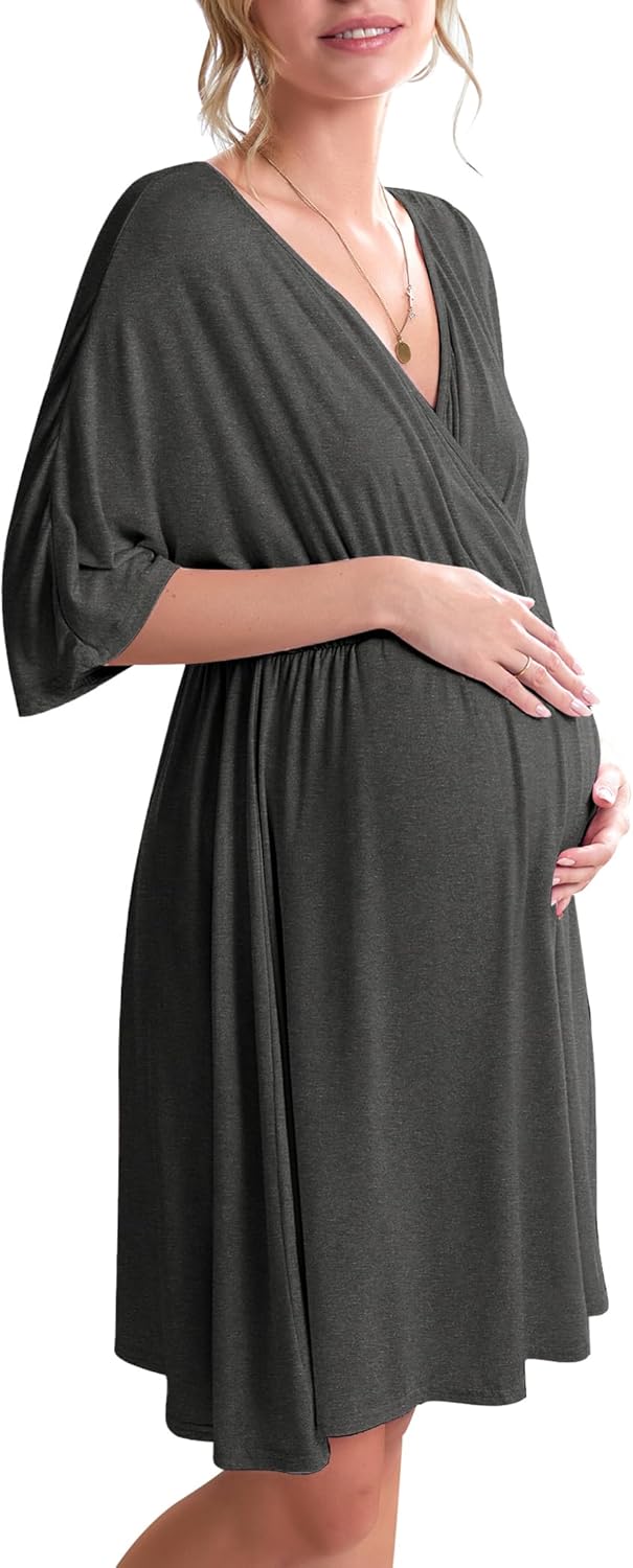 Ekouaer 3 in 1 Labor Delivery Hospital Gown for Maternity